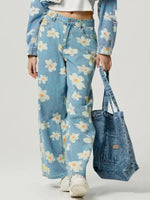 Load image into Gallery viewer, Pocketed Floral Wide Leg Jeans
