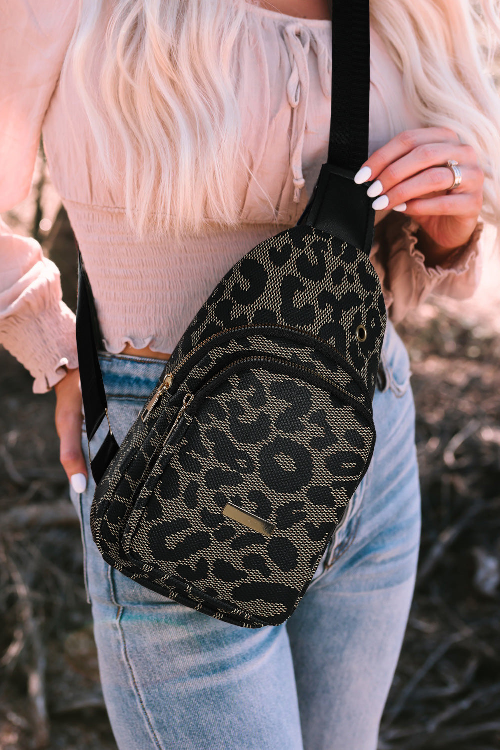 Leopard Print Leather Sling Bag - The Legendary Apparels Brand