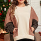 Brown Plus Size Exposed Seam Patchwork Sweatshirt