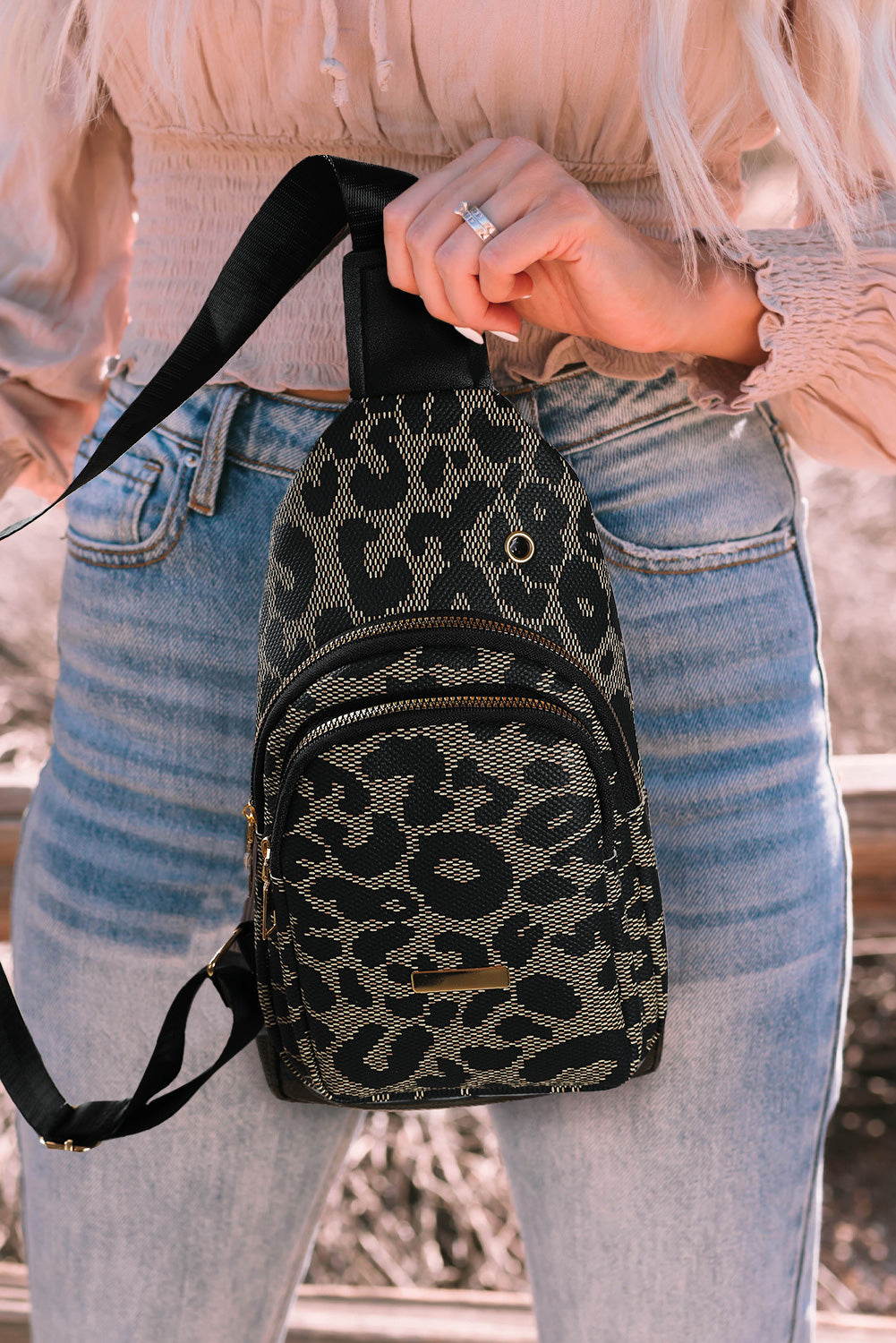 Leopard Print Leather Sling Bag - The Legendary Apparels Brand