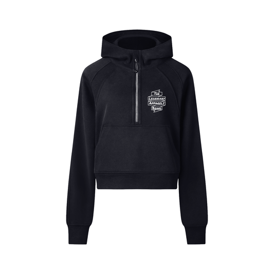 Legendary Logo Cropped Half-Zip Hoodie - The Legendary Apparels Brand