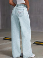 Load image into Gallery viewer, Bow Back Wide Leg Jeans with Pockets
