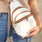 White Casual Multi Zipped Street Sling Bag