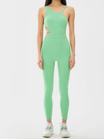 Load image into Gallery viewer, Cutout Asymmetrical Neck Active Jumpsuit
