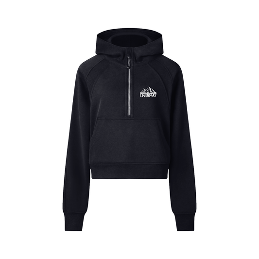 Mountain Range Cropped Half-Zip Hoodie - The Legendary Apparels Brand