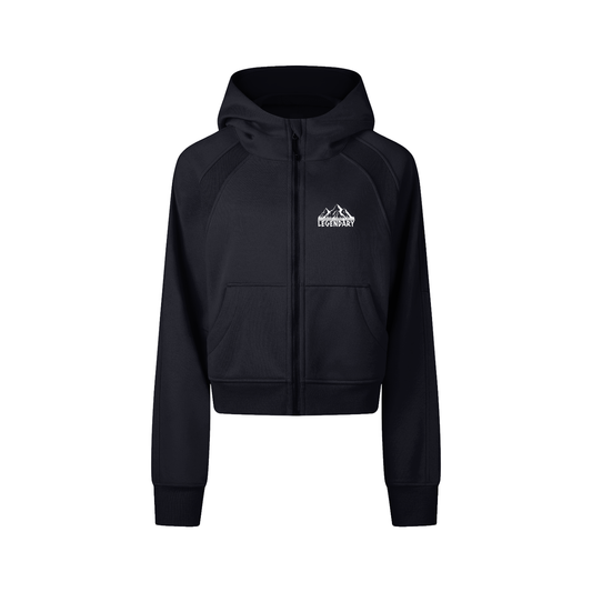 Mountain Range Cropped Zip-Through Hoodie - The Legendary Apparels Brand